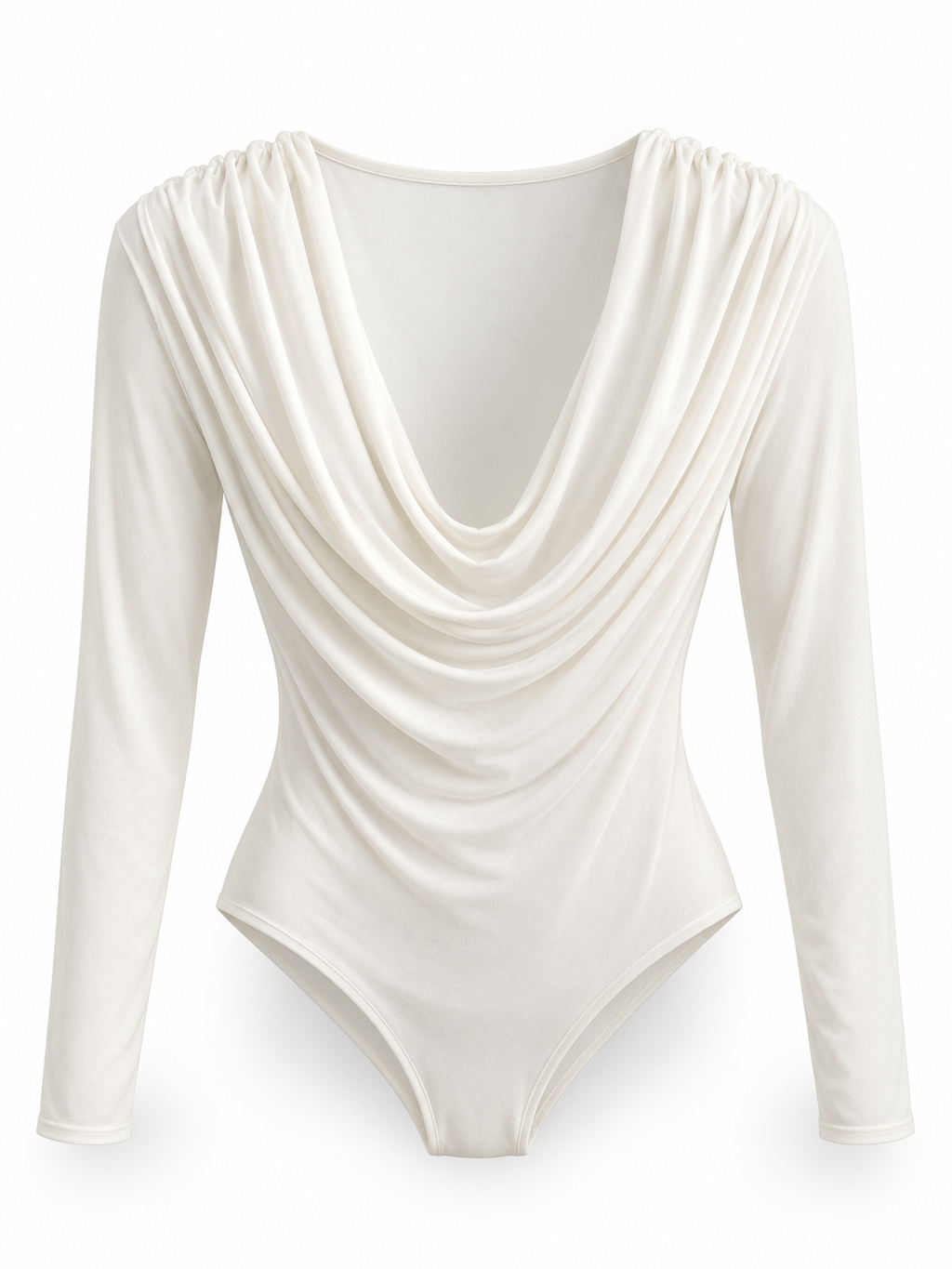 Body blanco drapeado — frontal