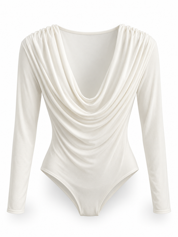 Body blanco drapeado — frontal