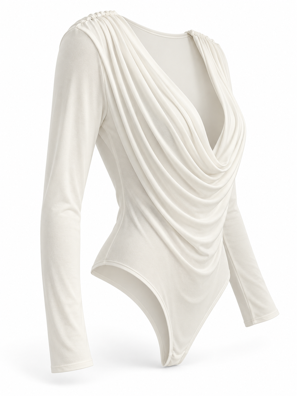 Body blanco drapeado — lateral-izquierdo