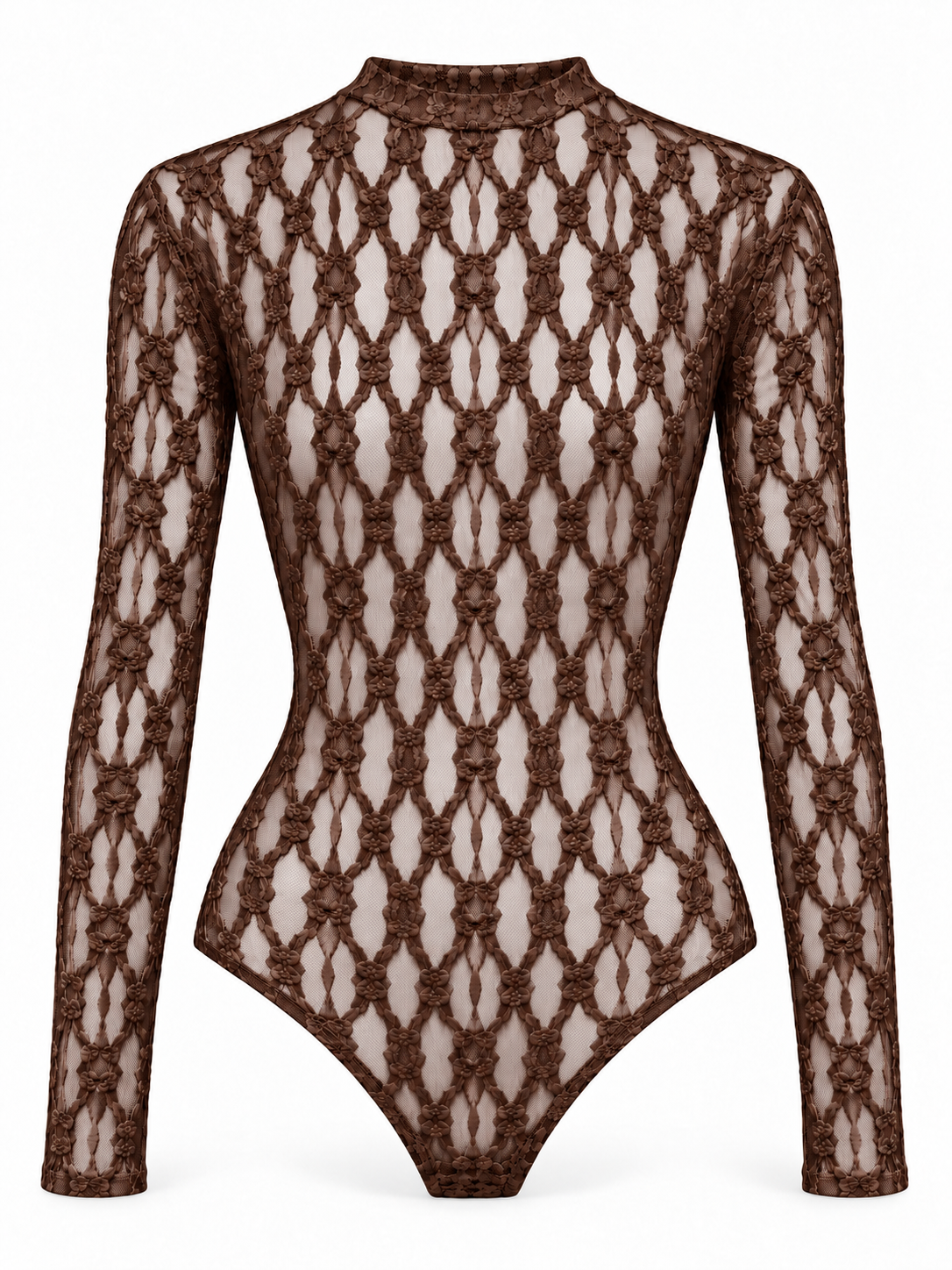 Body de encaje — marron-frontal