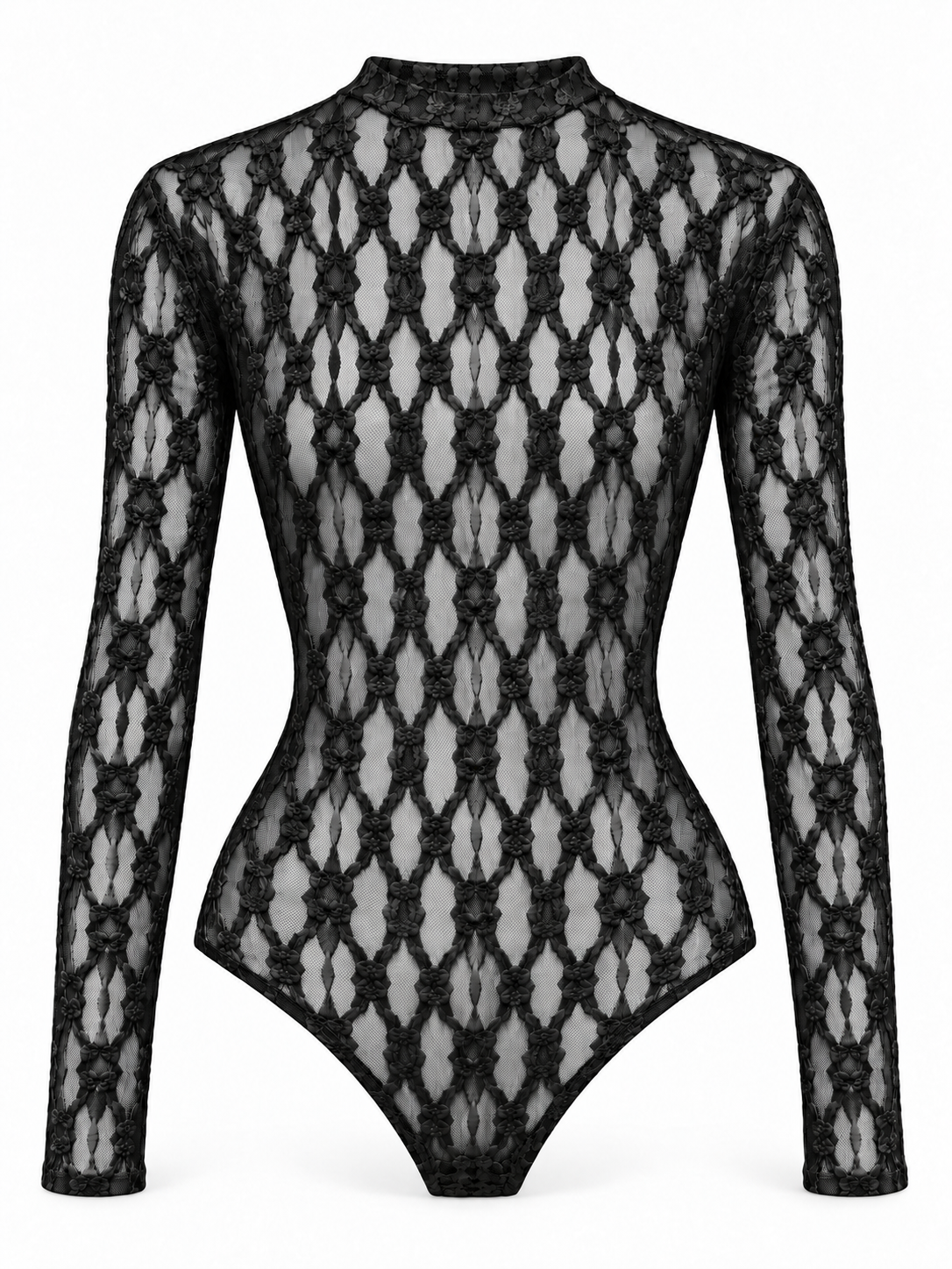 Body de encaje — negro-frontal