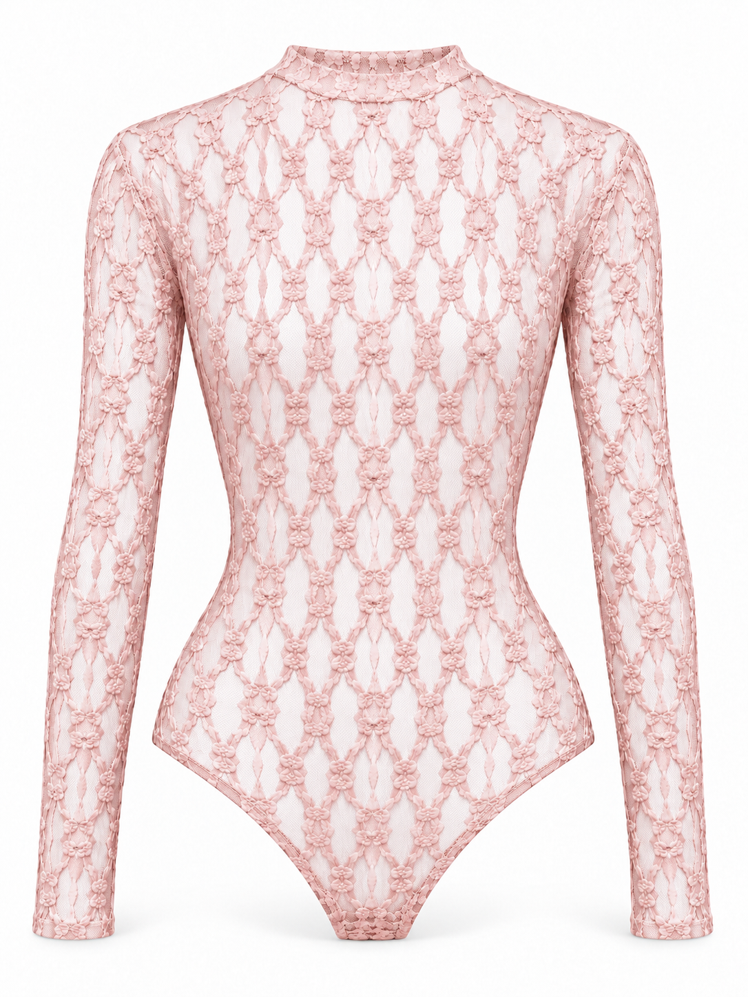 Body de encaje — rosa-frontal