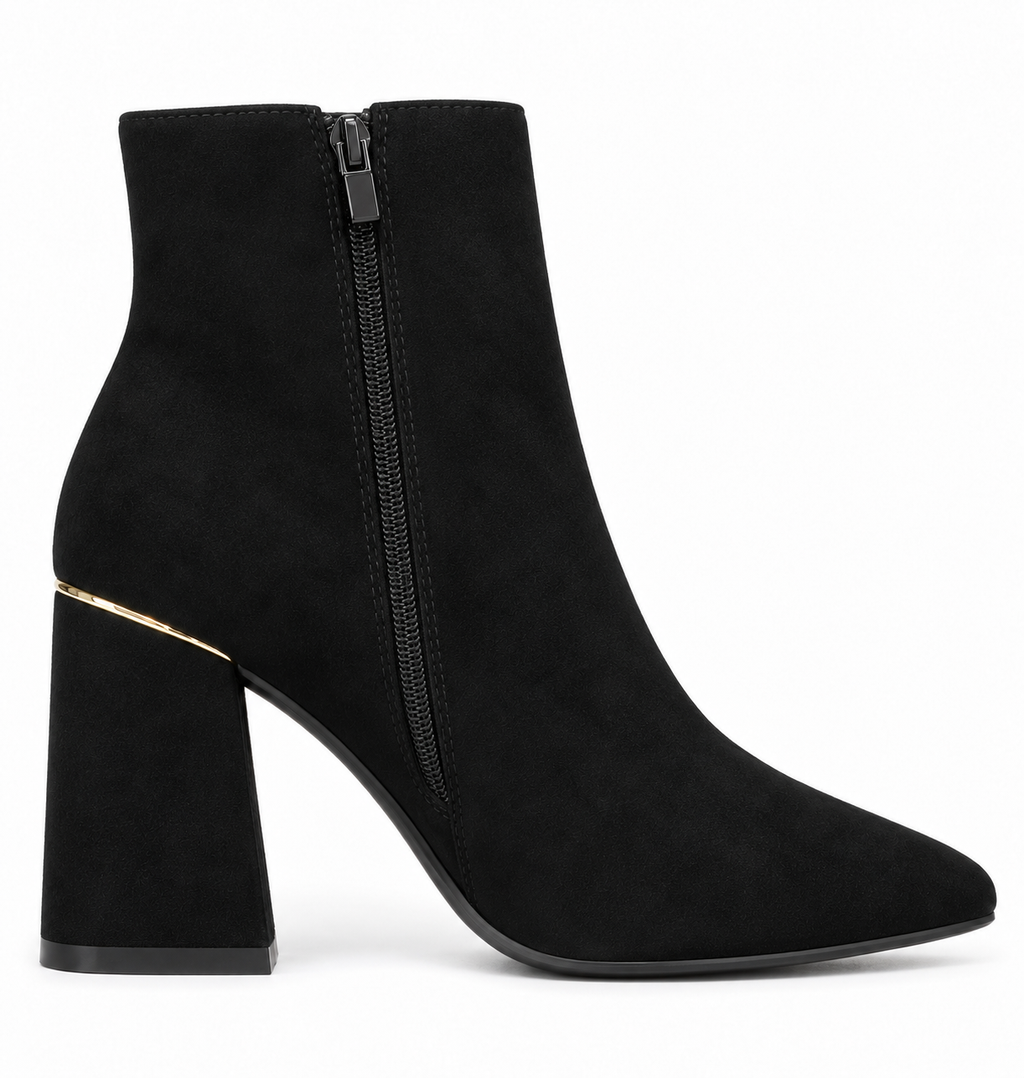 Botines negros de antelina con filo dorado — interior