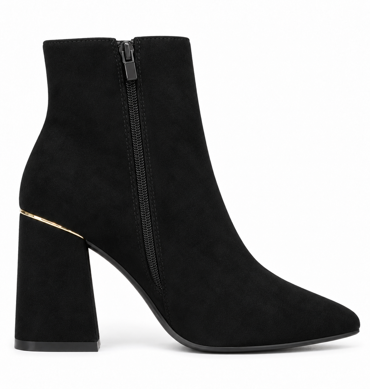 Botines negros de antelina con filo dorado — interior