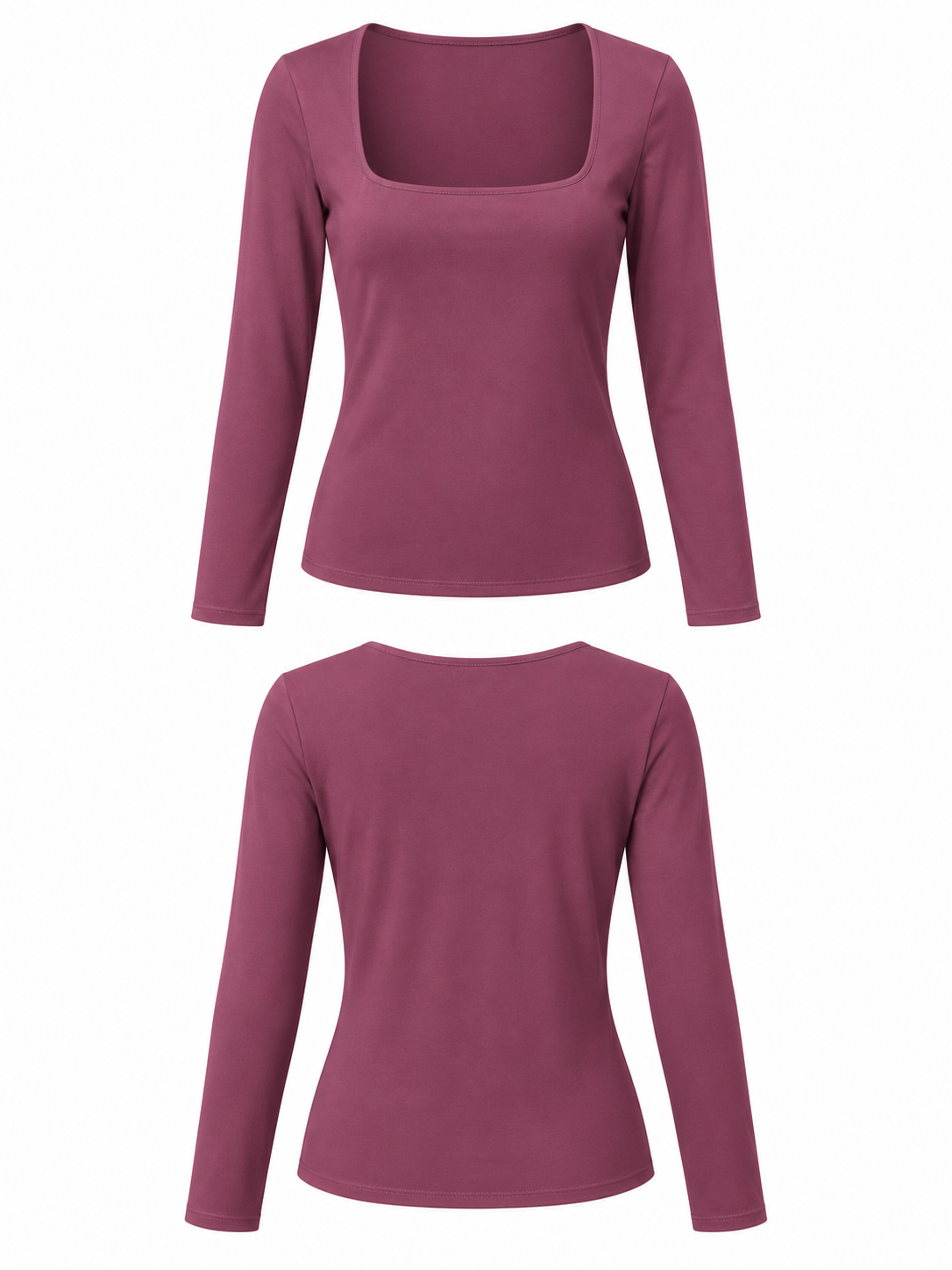 Camiseta de escote cuadrado — ciruela — delantero y espalda