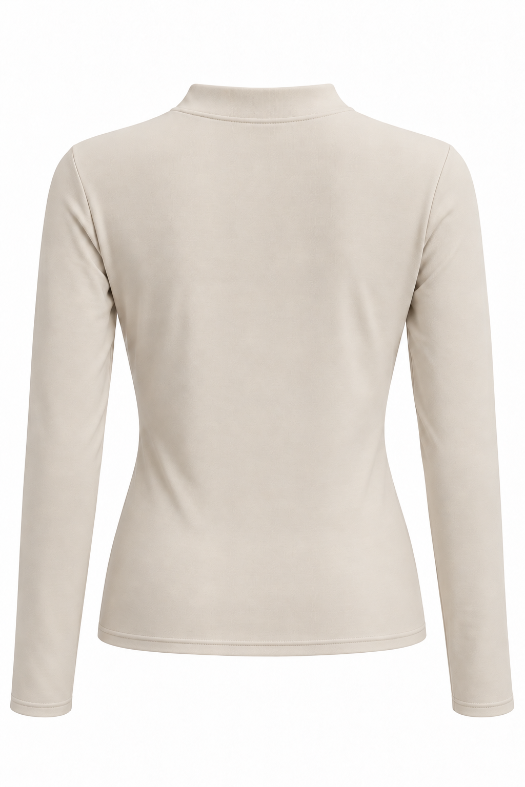 Camiseta lisa con flores en el escote — beige-espalda