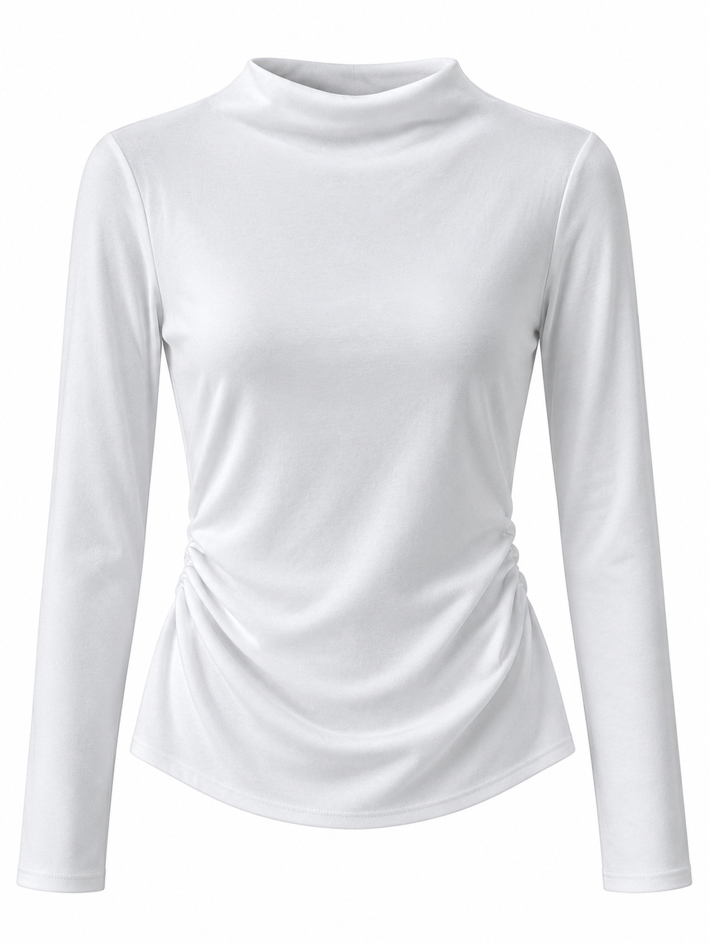 Camiseta con cuello integrado y fruncidos laterales — frontal