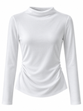 Camiseta con cuello integrado y fruncidos laterales — frontal