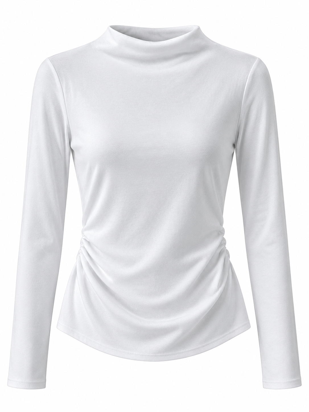 Camiseta con cuello integrado y fruncidos laterales — frontal
