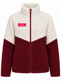 Chaqueta de borreguito blanco roto y burdeos — frontal