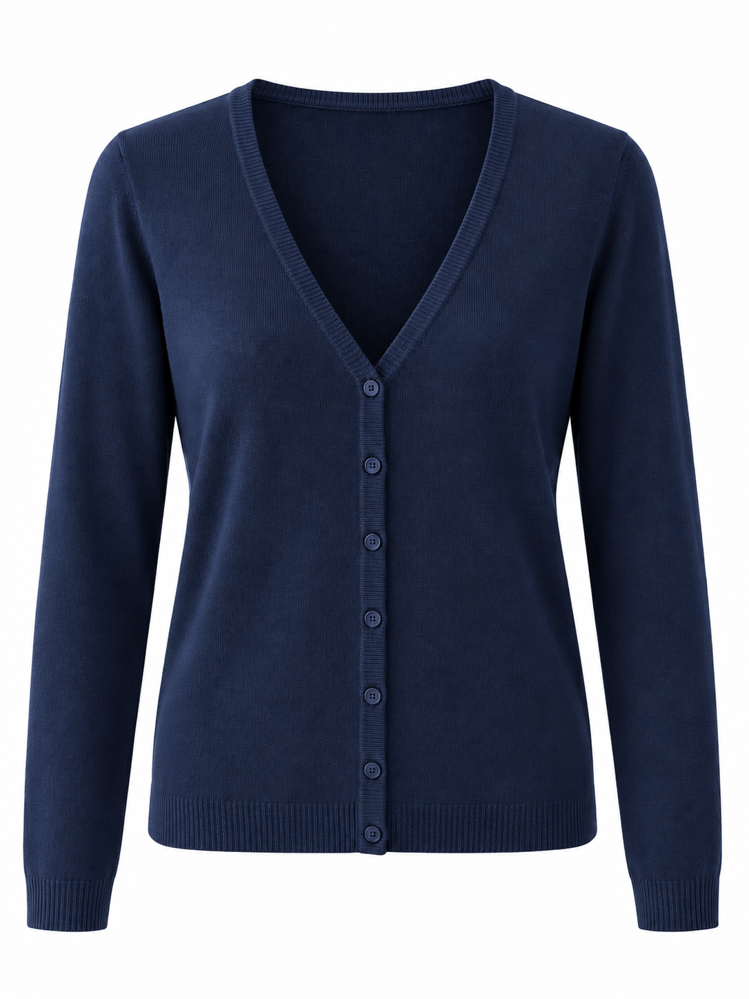Chaqueta de punto fino con escote en pico — azul-marino