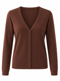 Chaqueta de punto fino con escote en pico — frontal