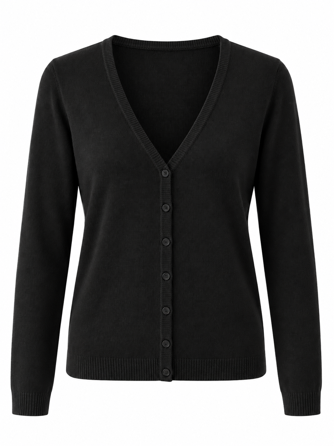 Chaqueta de punto fino con escote en pico — negro