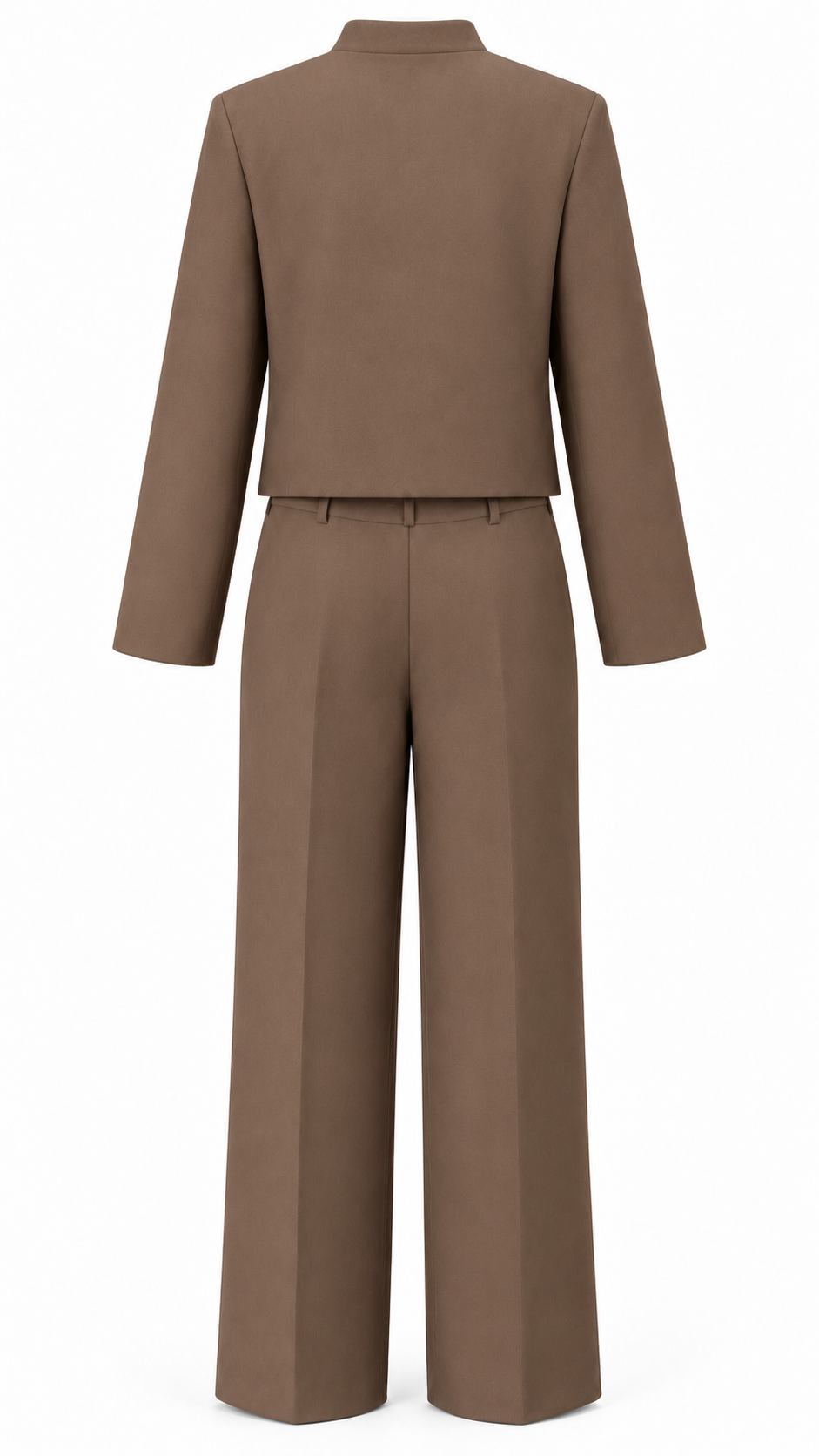 Conjunto de chaqueta cuello mao y pantalón — trasera