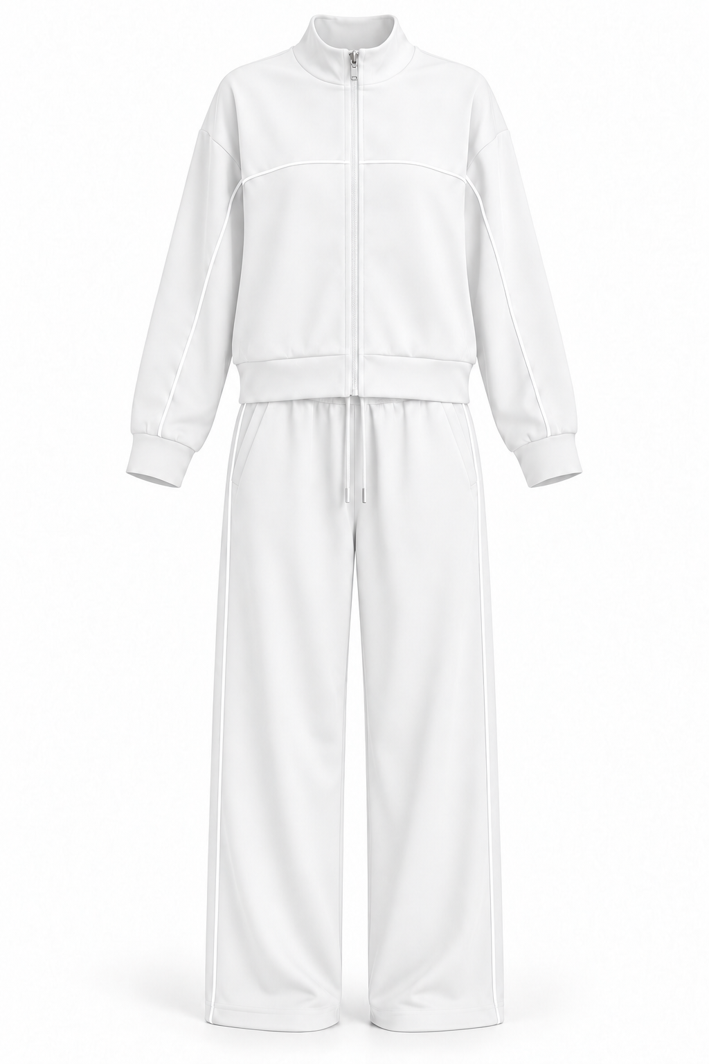 Conjunto con cremallera y líneas blancas blanco — frontal