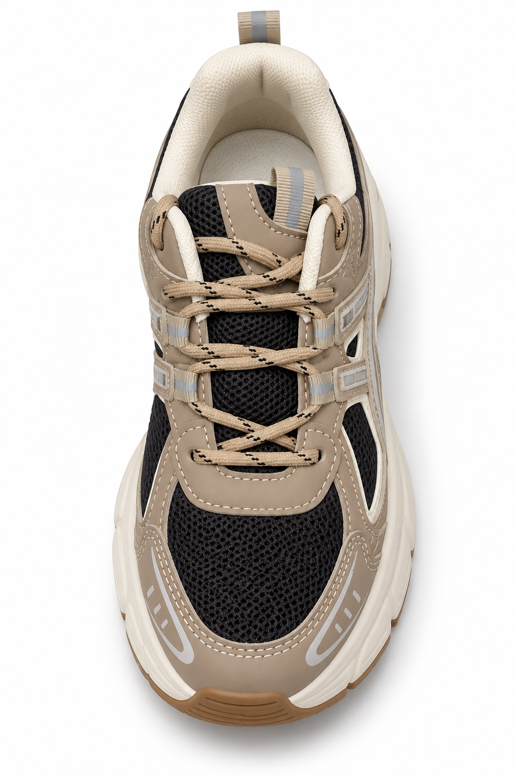Deportivas beige y negras — superior