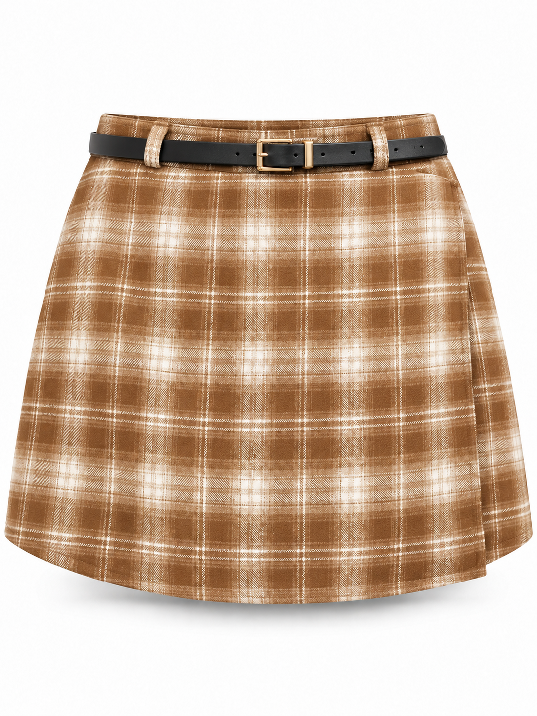 Falda pantalón de cuadros beige — frontal