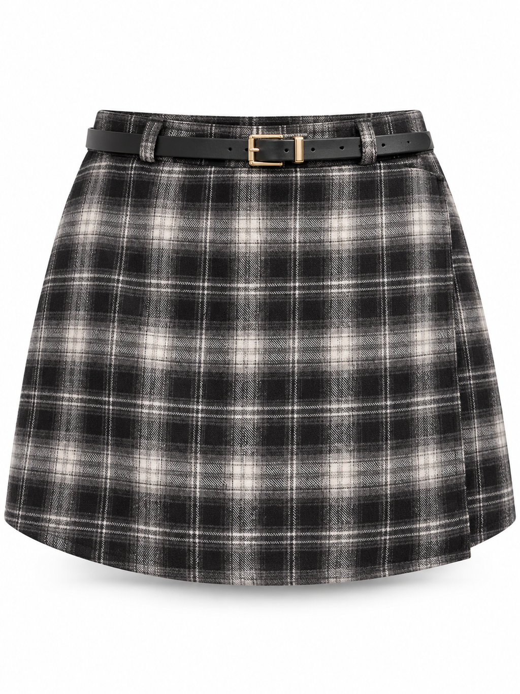 Falda pantalón de cuadros negro — frontal