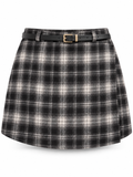 Falda pantalón de cuadros negro — frontal