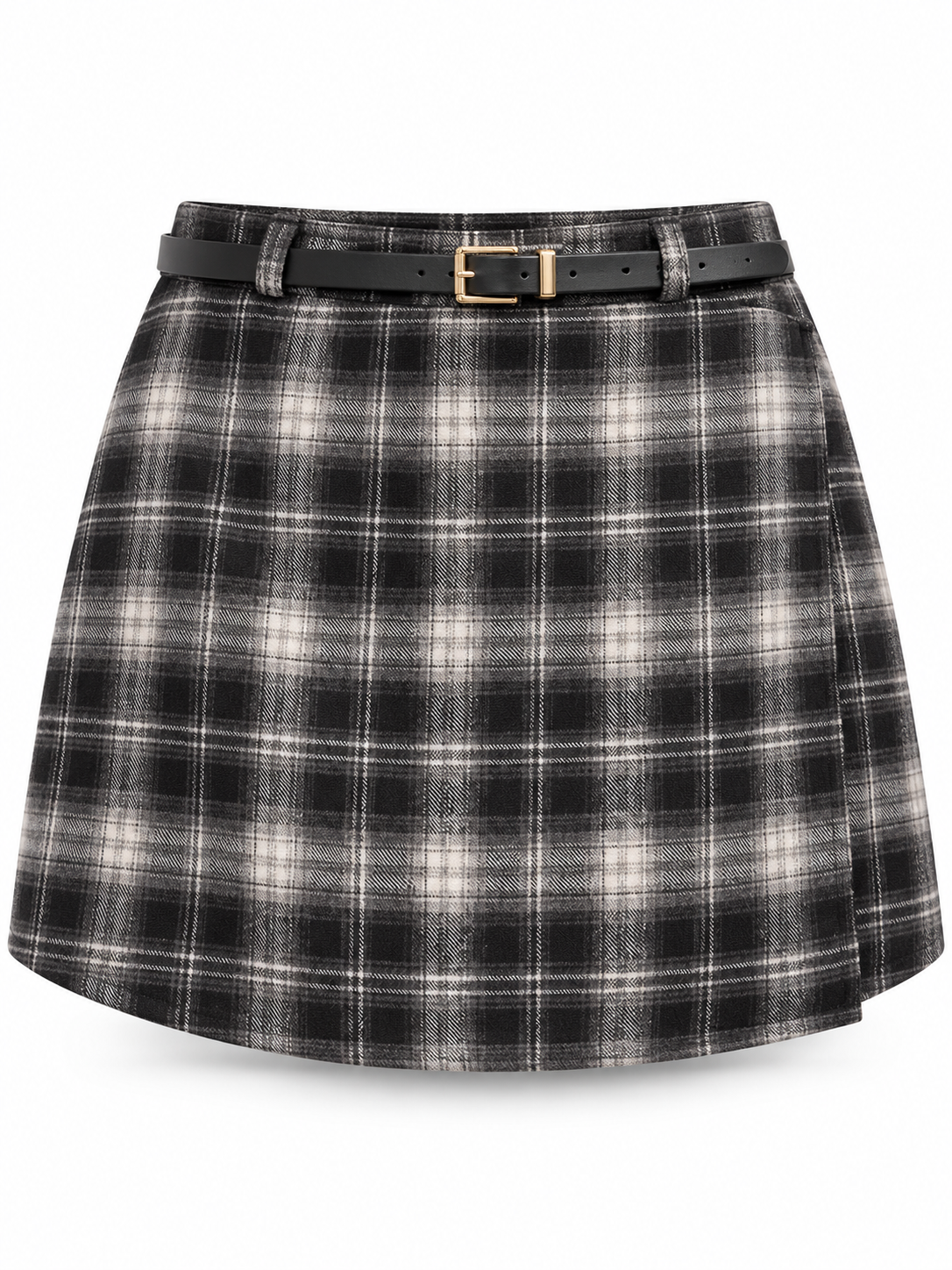 Falda pantalón de cuadros negro — frontal