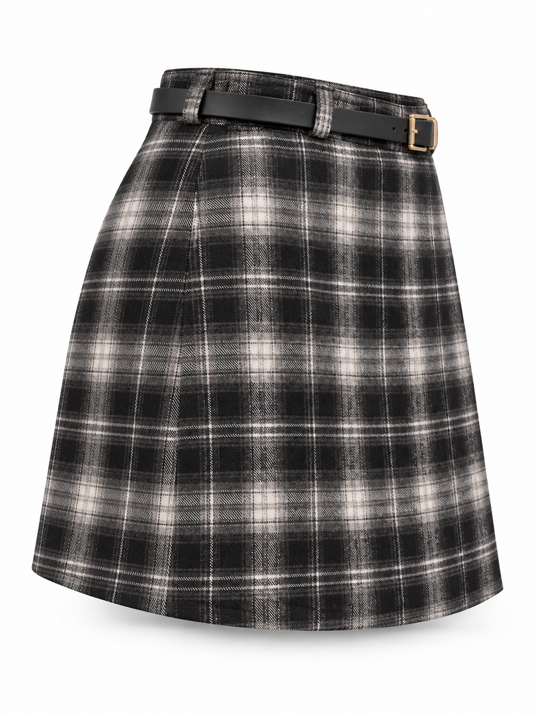 Falda pantalón de cuadros negro — lateral-1