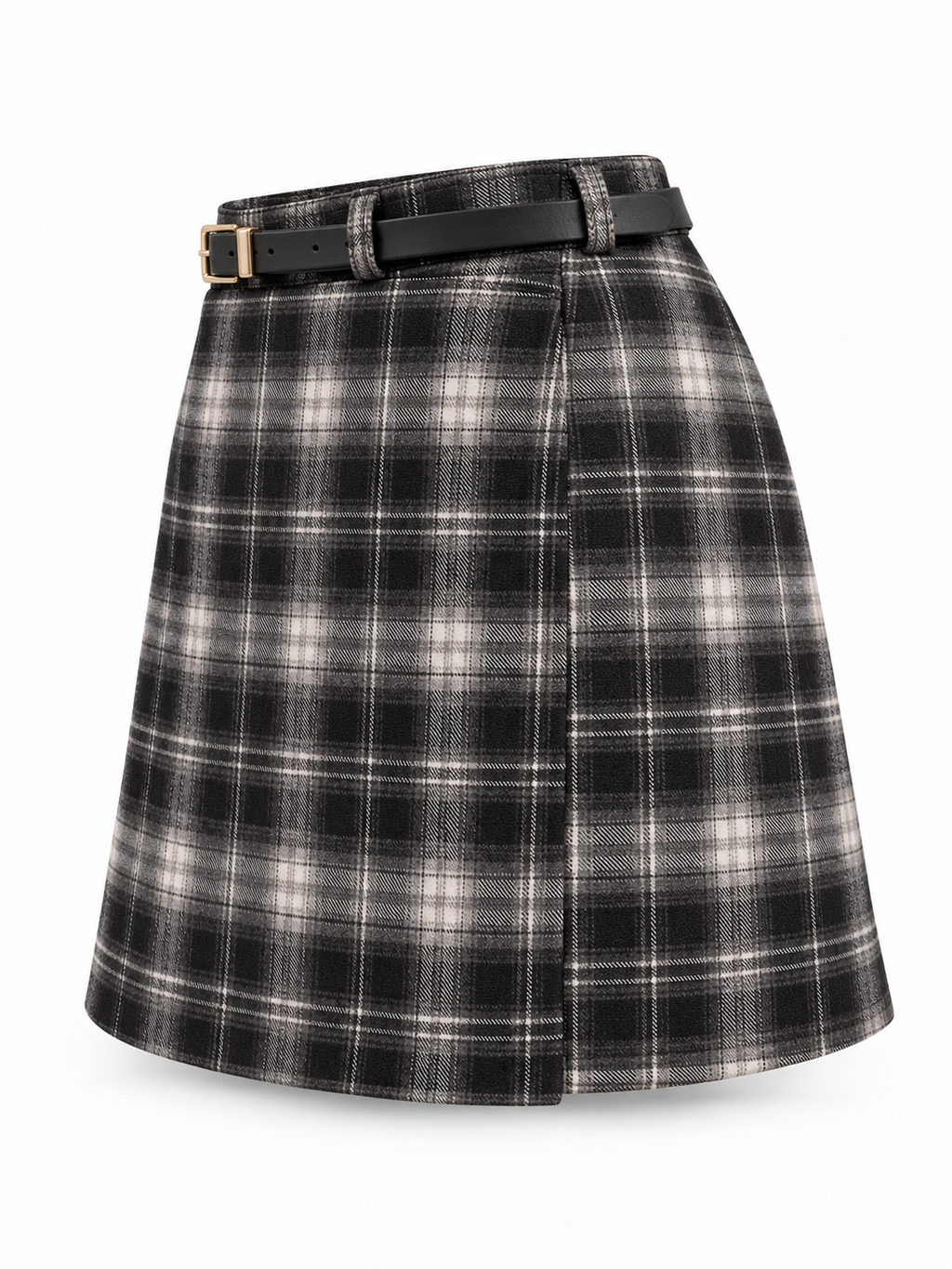 Falda pantalón de cuadros negro — lateral-2