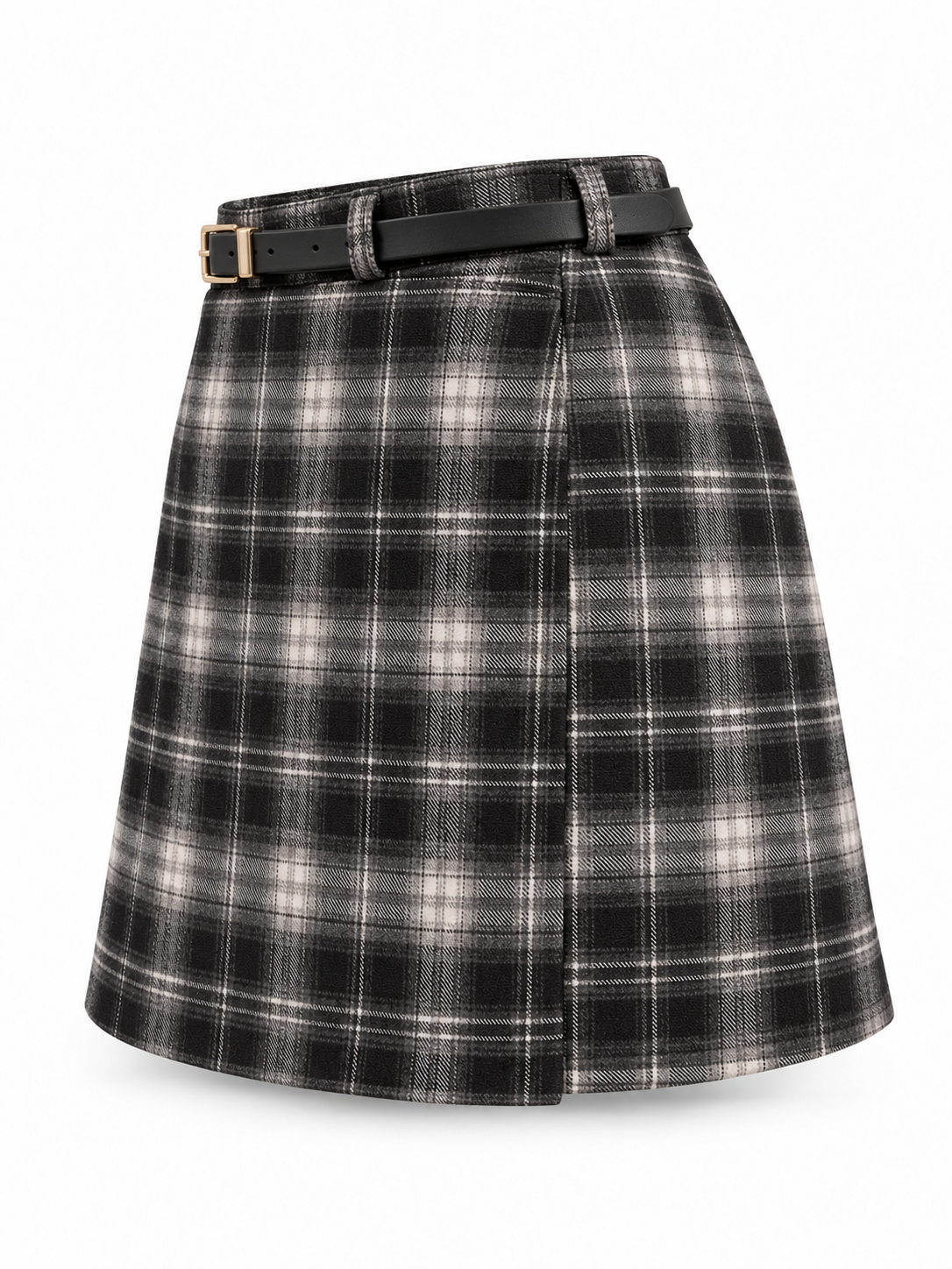 Falda pantalón de cuadros negro — lateral-2