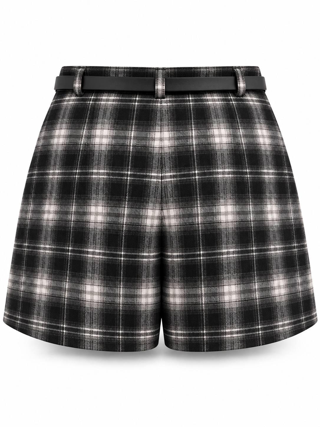 Falda pantalón de cuadros negro — trasera de pantalón corto