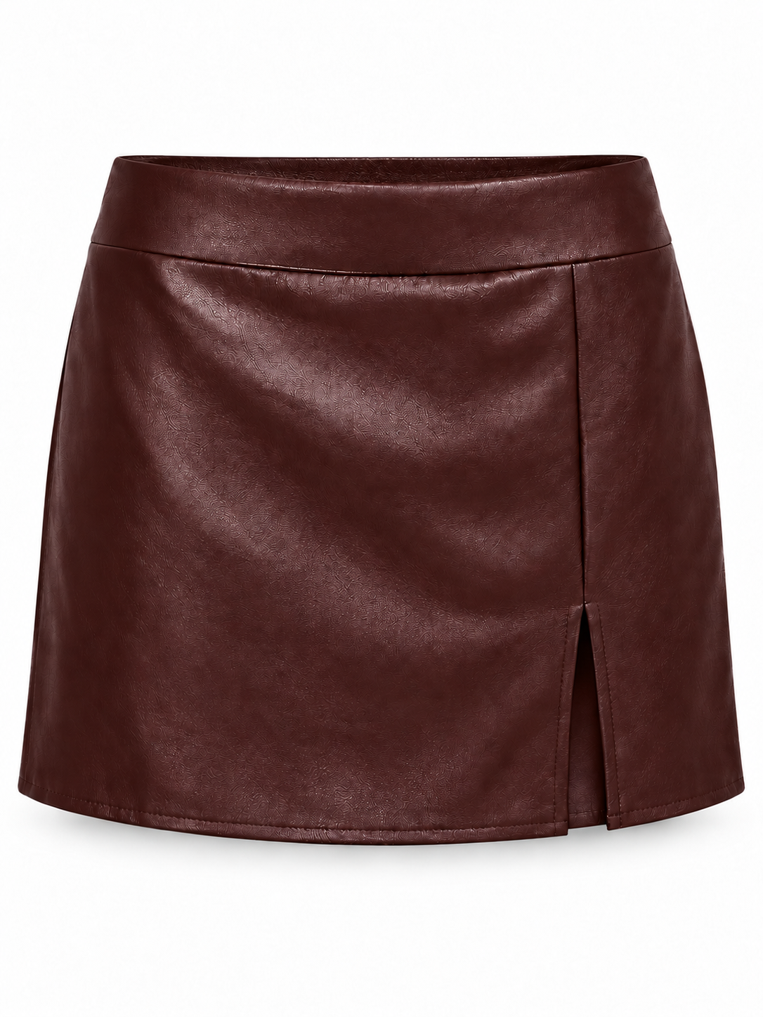Falda pantalón efecto piel — burdeos-frontal