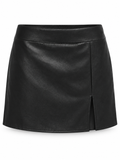 Falda pantalón efecto piel — negro-frontal