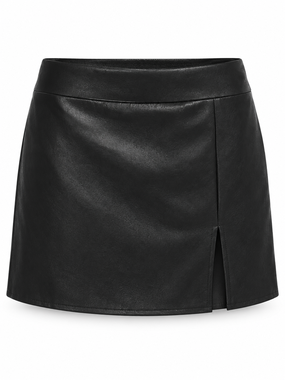 Falda pantalón efecto piel — negro-frontal