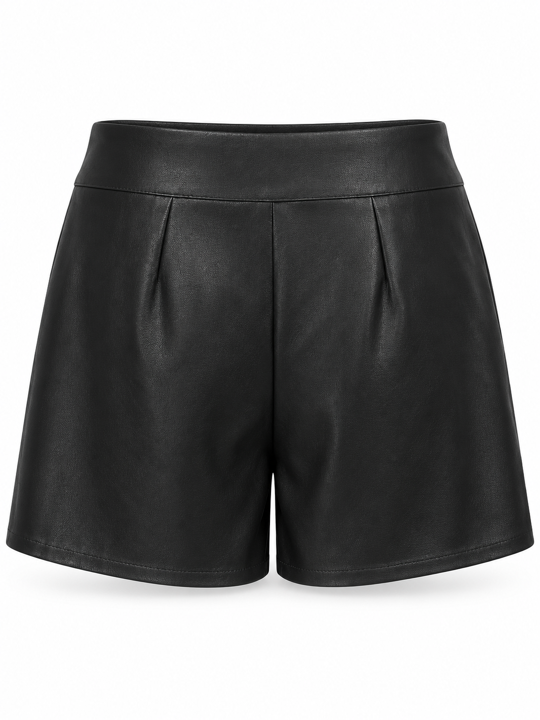 Falda pantalón efecto piel — negro-trasera
