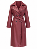 Gabardina efecto piel con cinturón - front