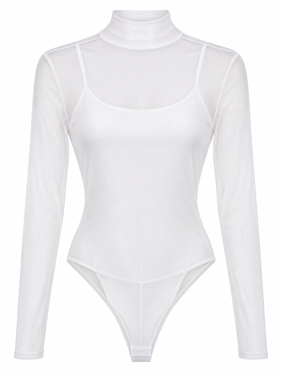 Body de tul con camiseta de tirantes extraíble — blanco-frente
