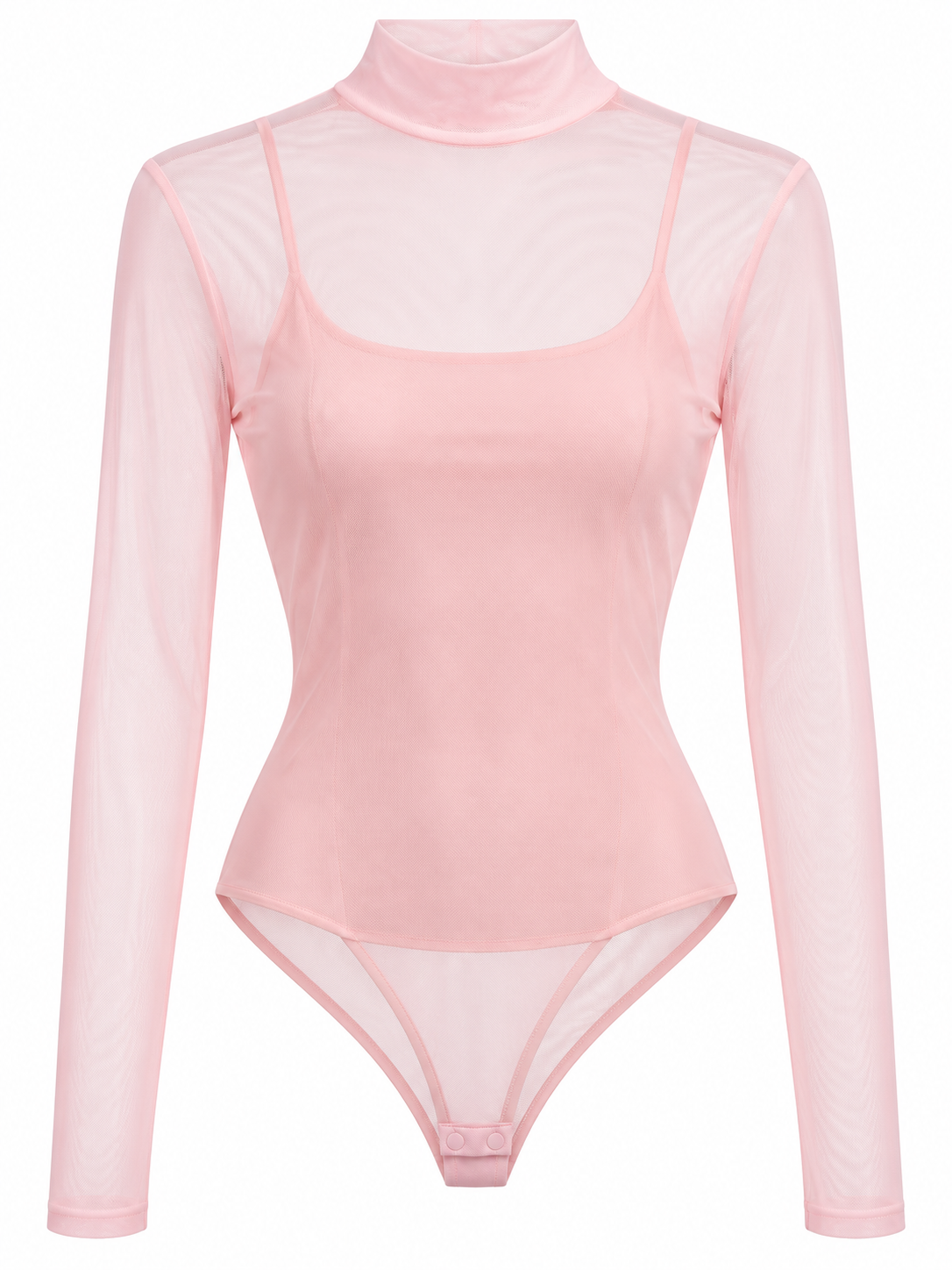 Body de tul con camiseta de tirantes extraíble — rosa-frente