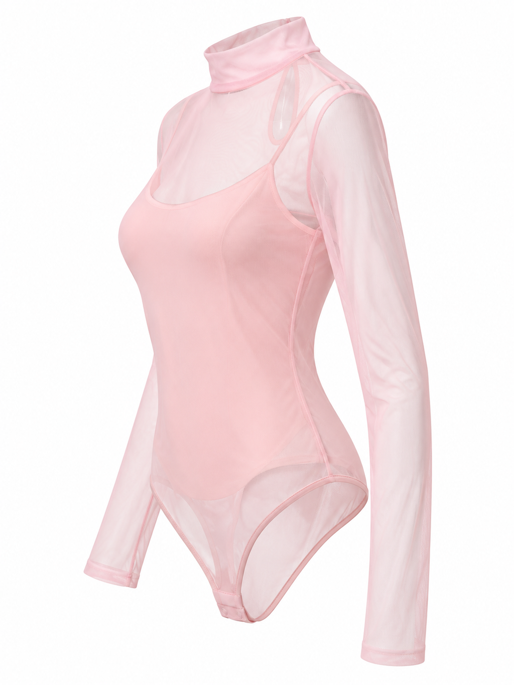 Body de tul con camiseta de tirantes extraíble — rosa-lateral-derecho