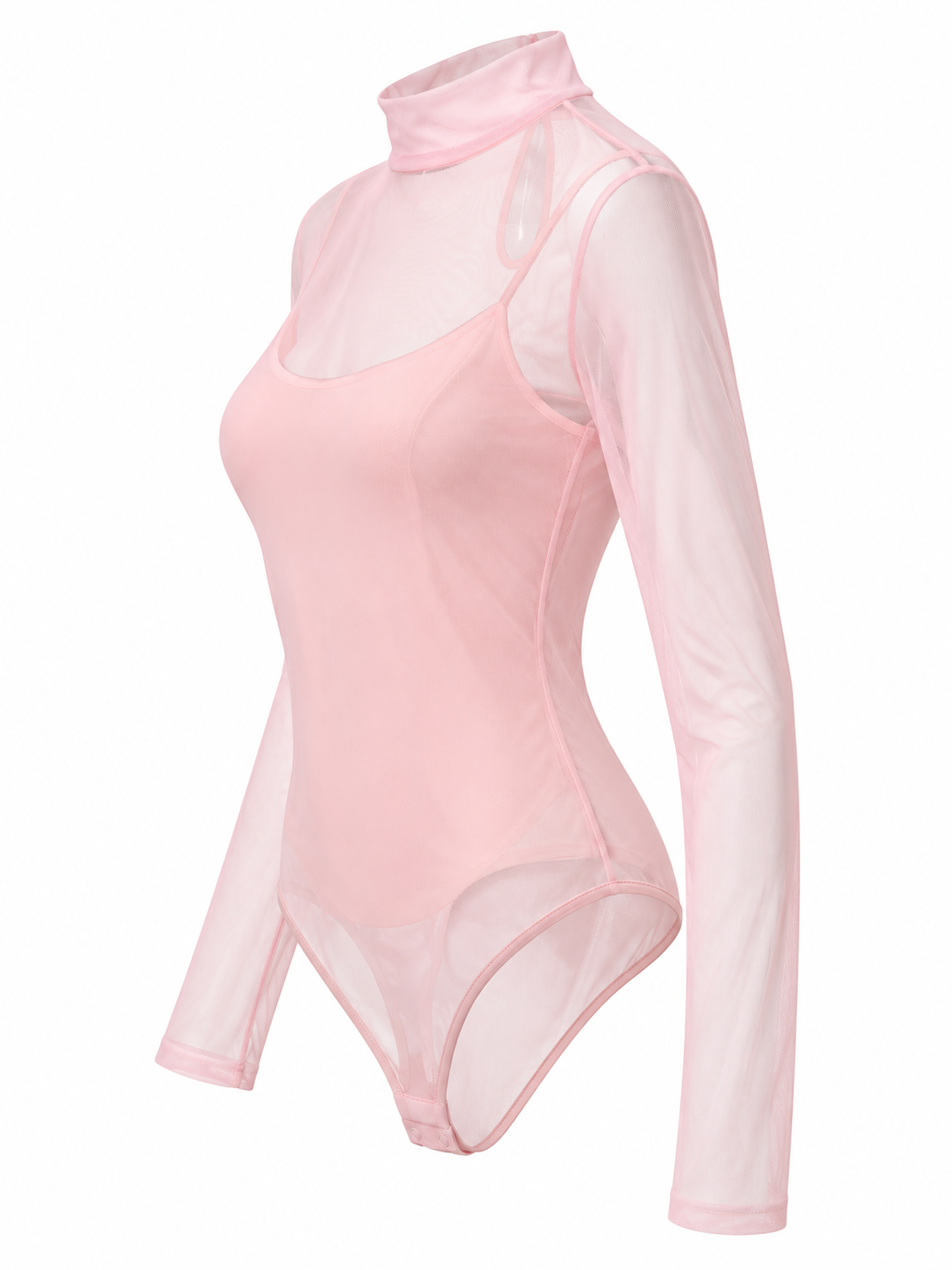 Body de tul con camiseta de tirantes extraíble — rosa-lateral-derecho