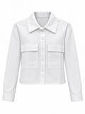 Camisa blanca con dos bolsillos con solapa — frente
