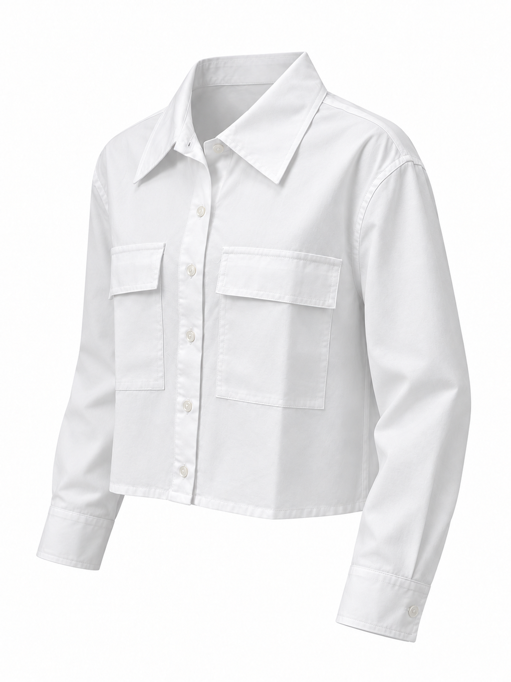 Camisa blanca con dos bolsillos con solapa — lateral-derecho