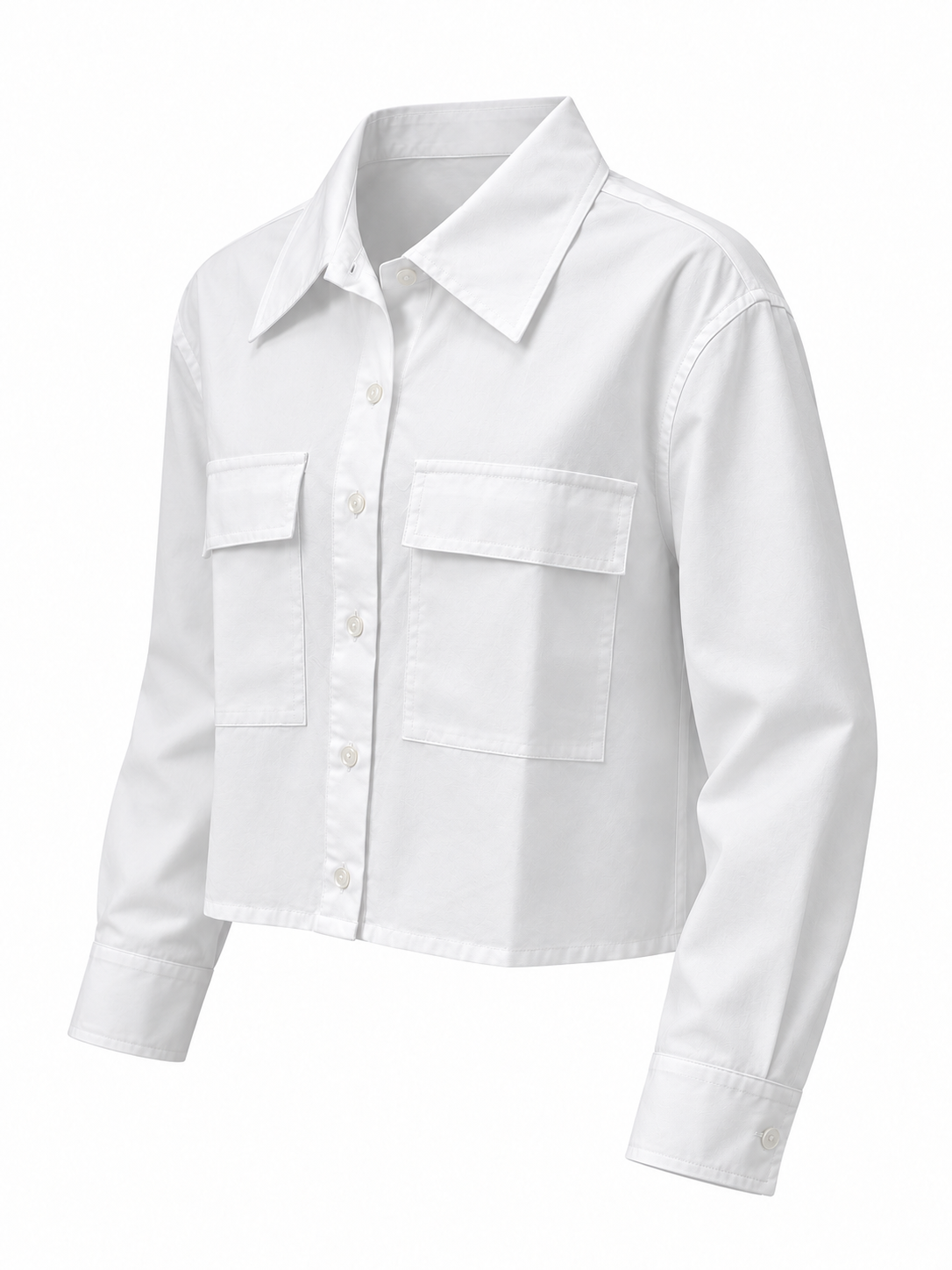 Camisa blanca con dos bolsillos con solapa — lateral-derecho