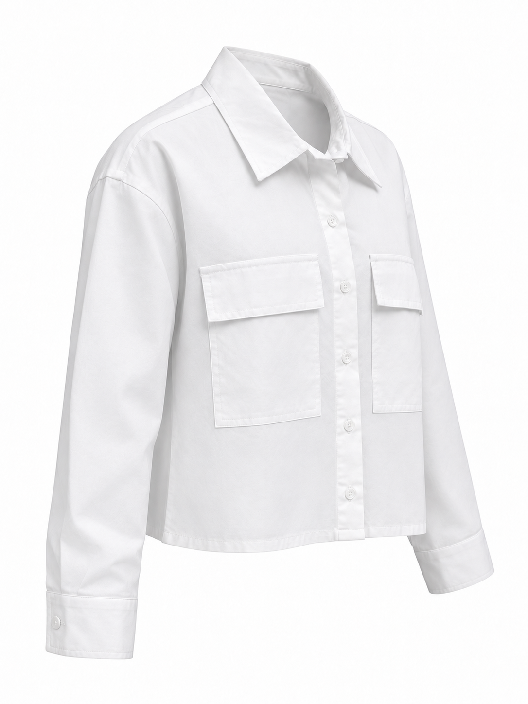Camisa blanca con dos bolsillos con solapa — lateral-izquierdo