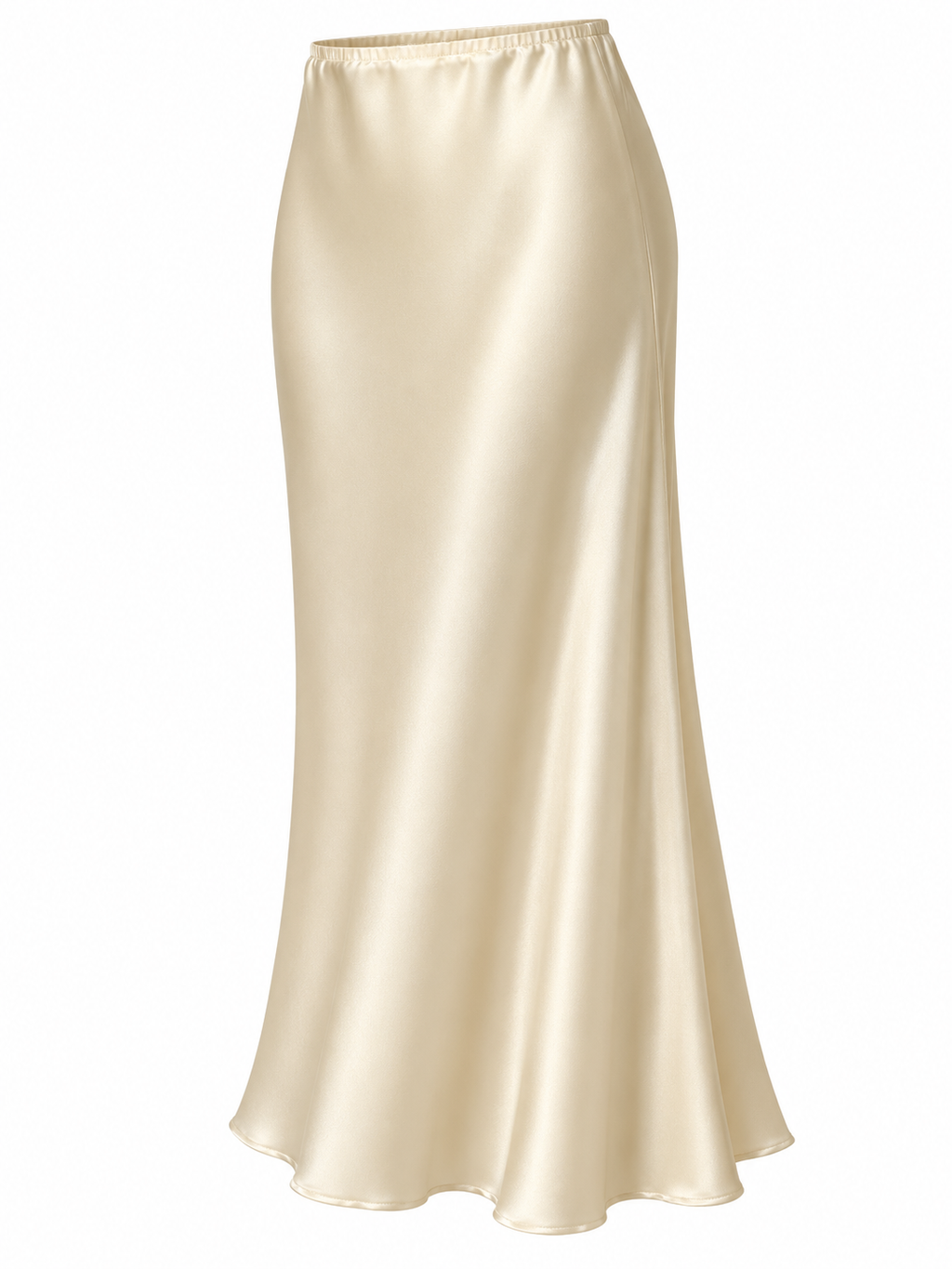 Falda satinada con cintura elástica — beige-lateral-derecho