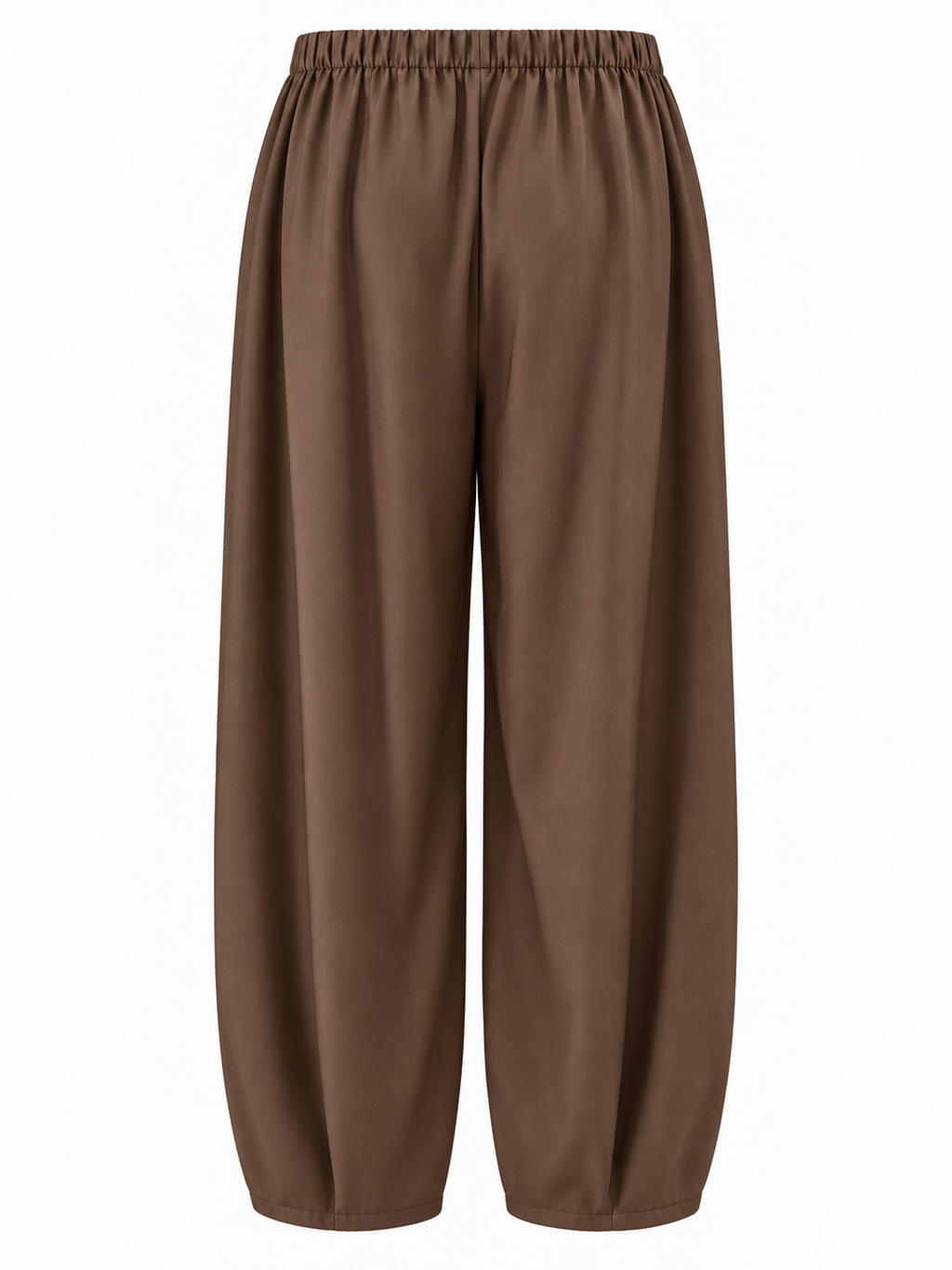 Pantalón marrón holgado con cintura elástica — espalda