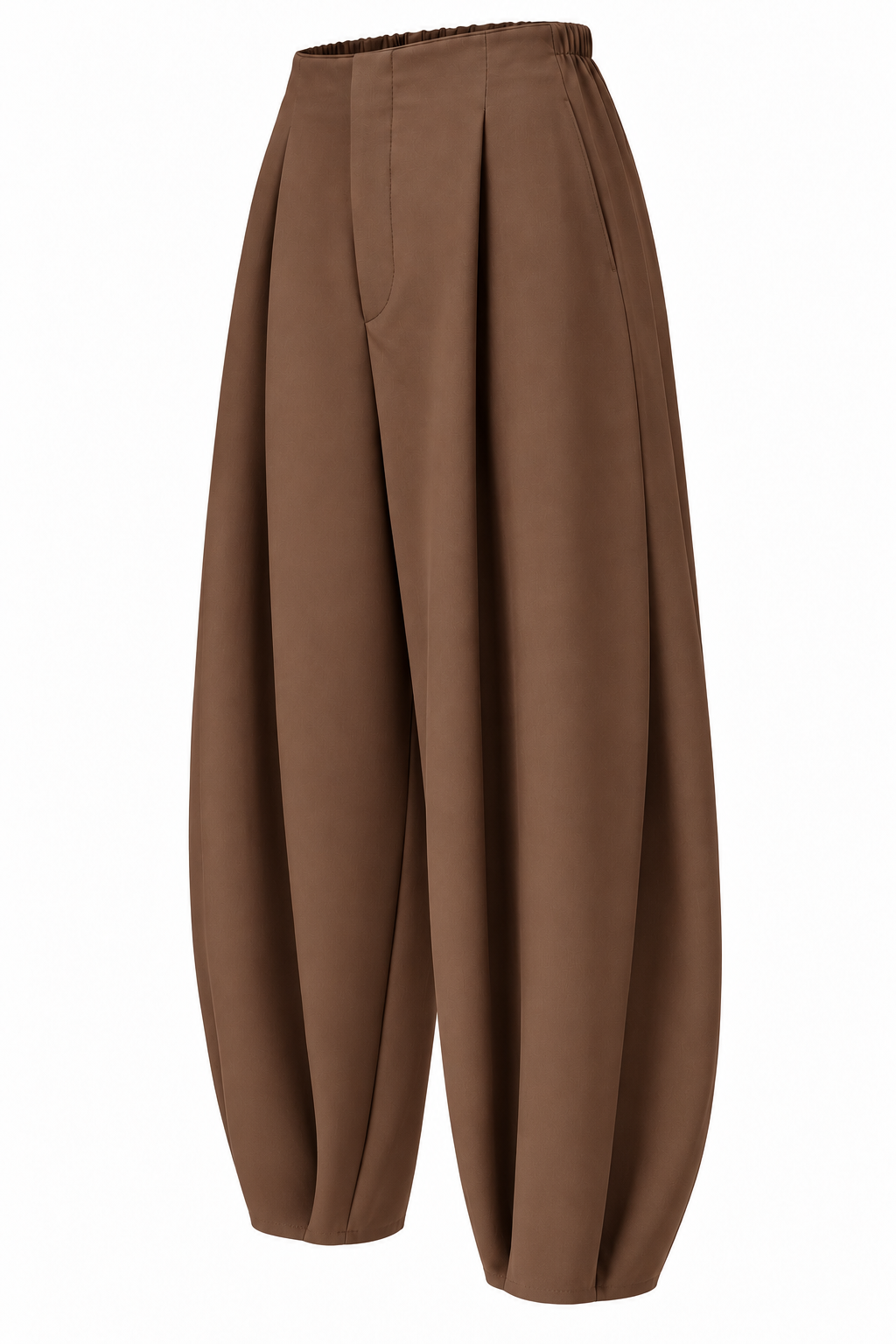Pantalón marrón holgado con cintura elástica — lateral-derecho
