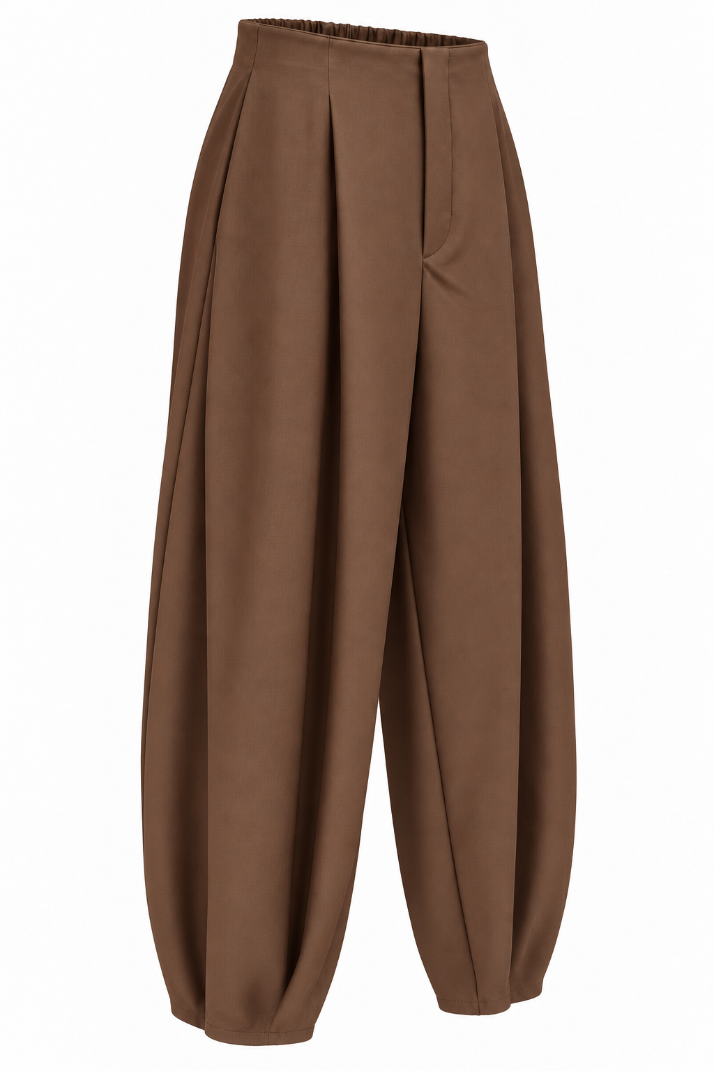 Pantalón marrón holgado con cintura elástica — lateral-izquierdo