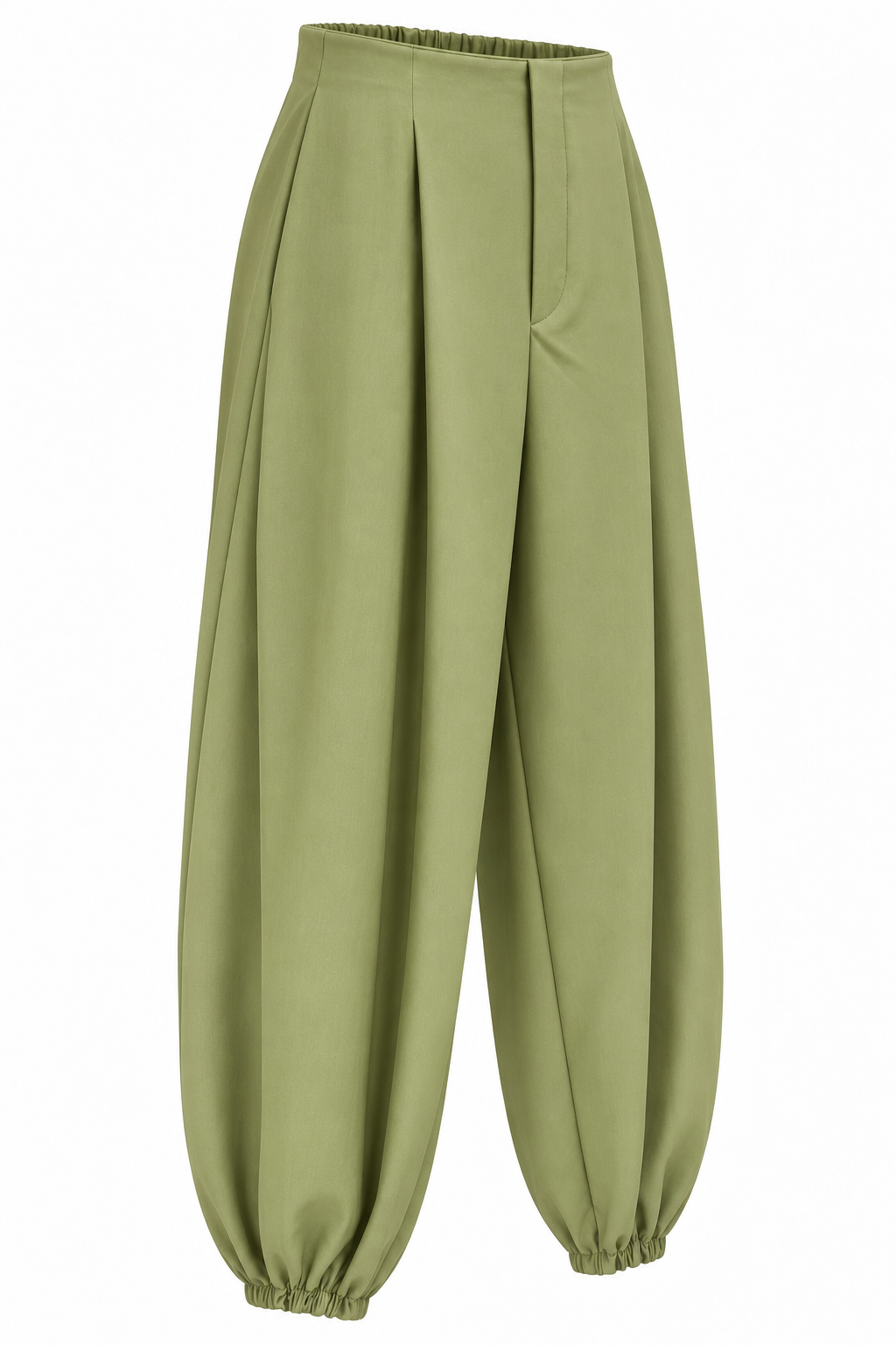 Pantalón verde oliva con bajos fruncidos — lateral-izquierdo
