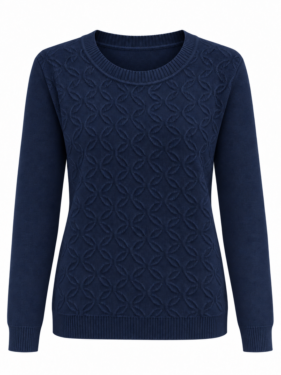 Jersey de hojas con mangas lisas - azul-marino
