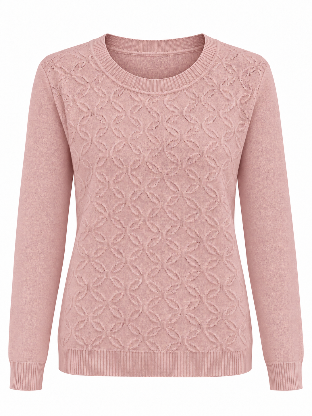 Jersey de hojas con mangas lisas - rosa