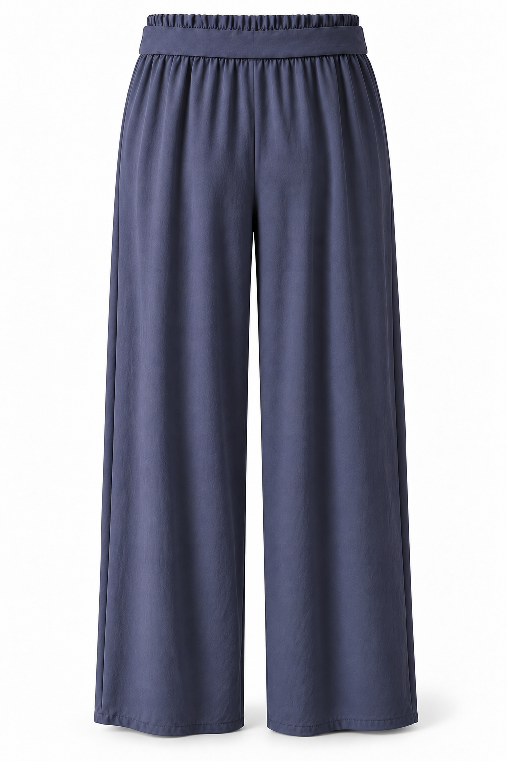 Pantalón de pierna recta con cinturón y hebilla dorada — Azul marino — trasera