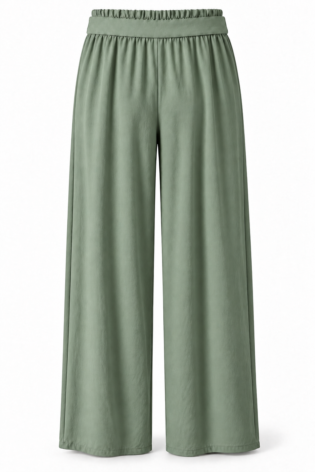 Pantalón de pierna recta con cinturón y hebilla dorada — Verde — trasera